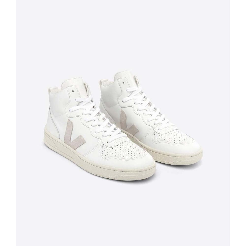 Veja V-15 LEATHER Hoog Dames White/Beige | BE 368OKI